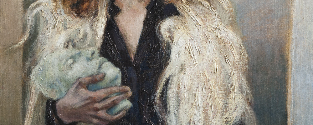 model, death mask and fur
