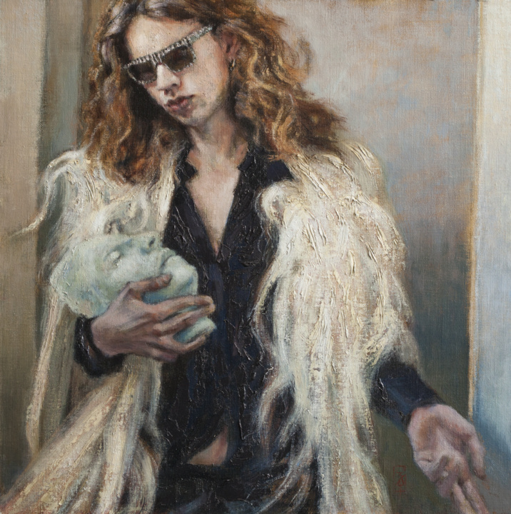 model, death mask and fur
