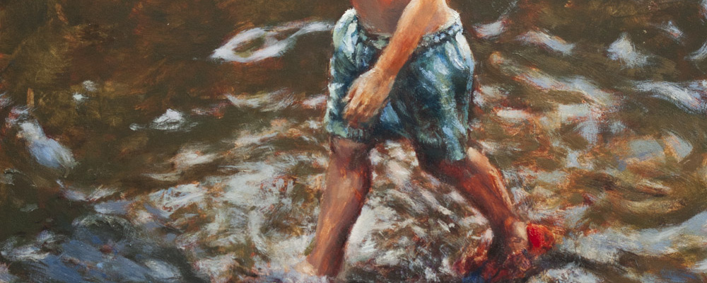 girl in water olieverf schilderij