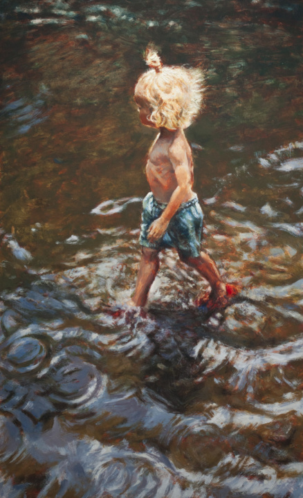 girl in water olieverf schilderij