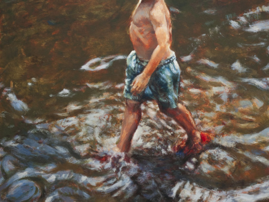 girl in water olieverf schilderij