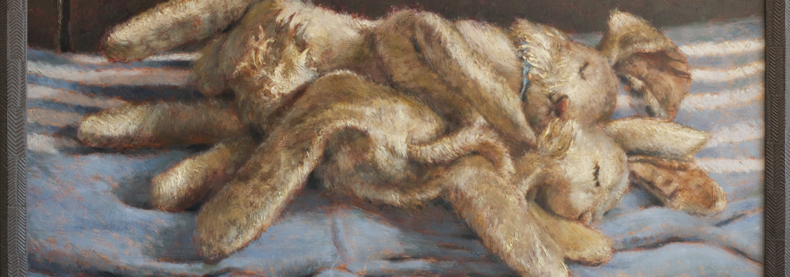 two bunnies oilpaiting