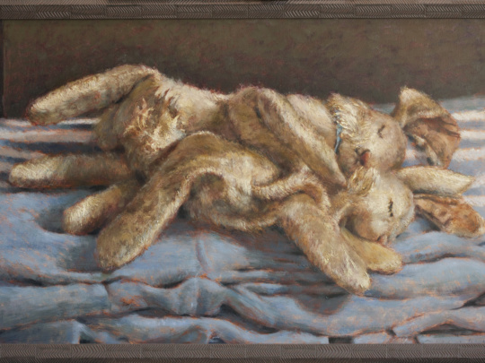 two bunnies oilpaiting