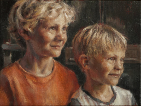 two boys portret schilderij